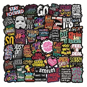 Lot de 50 autocollants Good Vibes en vinyle pour ordinateur portable, enfants, adolescents, vélo, skateboard, bagages, pare-chocs