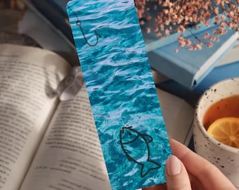 Ocean Waves Fishing Bookmark | Sea Lover Gift | Fish Hook Reader Bookmark | Nautical Book Accessory