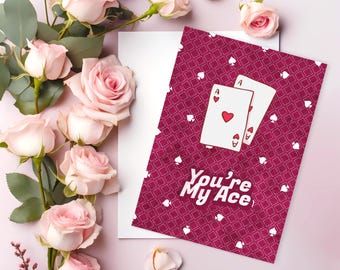 Personalized 5x7 Ace My Heart Greeting Cards - Ideal for Couples & Valentine's Day