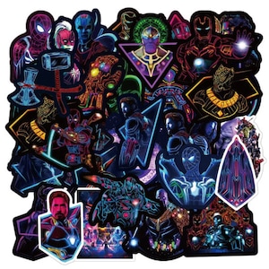 Lot de 50 autocollants Marvel en vinyle pour ordinateur portable, enfants, adolescents, vélo, skateboard, bagages, autocollants pour pare-chocs