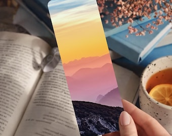 Mountain Sunset Landscape Bookmark | Nature Lover Gift | Minimal Scenic Reader Accessory