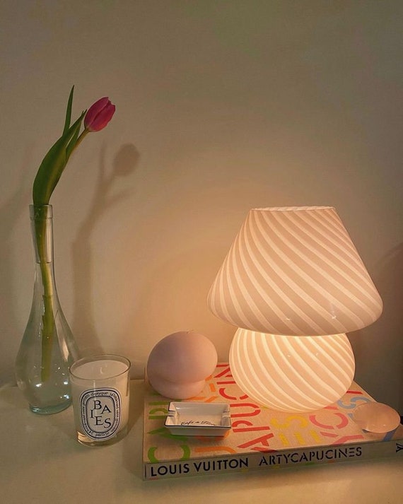 Lampe Rayee De Champignon De Bebe Lampe En Verre De Modele De Etsy France