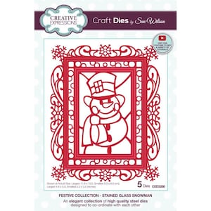Festive Stained Glass Snowman Cutting Dies | Creative Expressions Metal Snowmen Dies | DIY Card Making Supplies