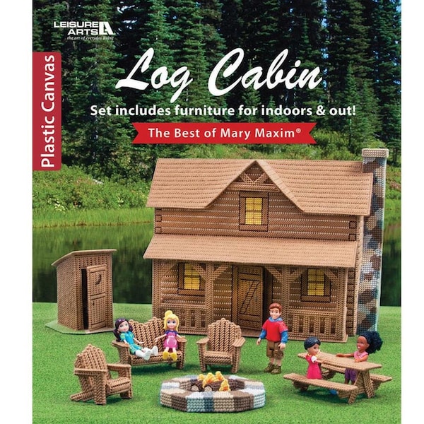 Log Cabin Plastic Canvas Pattern Book The Best Of Mary Maxim Leisure Arts 3D DIY Cabin Playhouse Toy