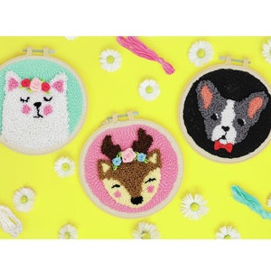 Punch Needle Animal Kits by Fabric Editions | Punch Needle Round Kits