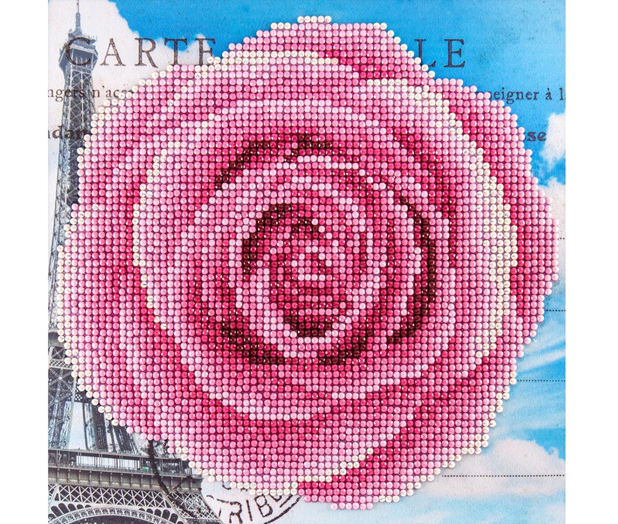 5D Needlework DIY Diamond Painting Cross Stitch Pink Rose Diamond  Embroidery Flower Vertical Print Square Drill Home Decor 