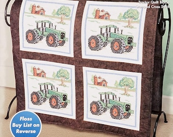 Tractor Quilt Blocks Stamped Cross Stitch Kit By Janlynn