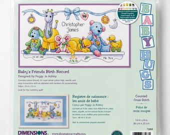 Baby's Friends Birth Record Counted Cross Stitch Kit by Dimensions (14 Count)