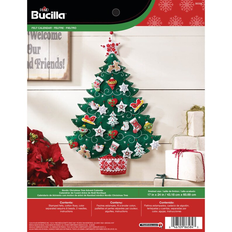 Bucilla Nordic Tree Advent Calendar Felt Applique Kit Advent Etsy