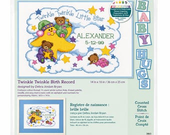 Twinkle Twinkle Birth Record Counted Cross Stitch Kit by Dimensions (14 Count)