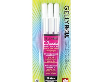 Sakura Gelly Roll White Medium Point Pens 3/Pkg | Ice Cream Smooth Gel Pens | Classic Bright White for Dark Papers