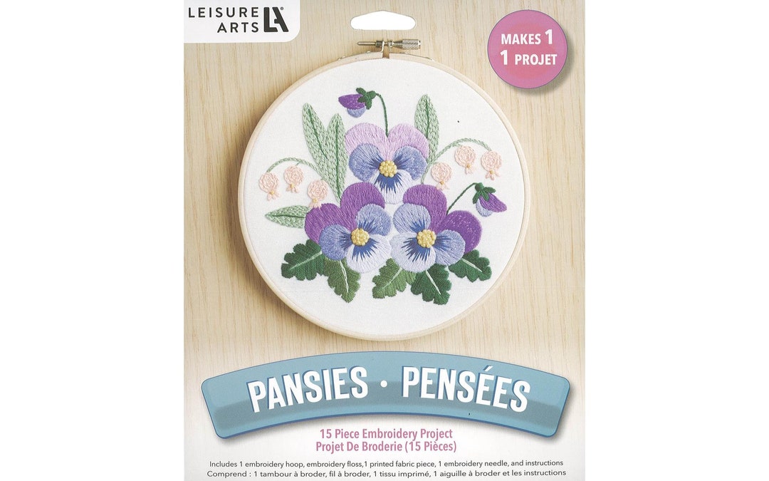 Pansies Embroidery Kit 6 Leisure Arts DIY Embroidery Kit Gift for Pansy Lover Etsy