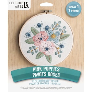 Leisure Arts Pink Poppies 6&quot; Embroidery Kit