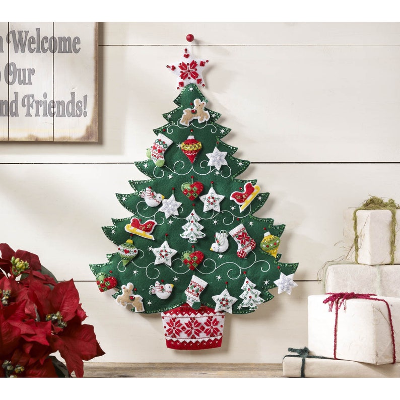 Bucilla Nordic Tree Advent Calendar Felt Applique Kit Advent Etsy
