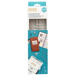 May include: A package of silver 1-inch (2.5 cm) binding wires for crafting. The package includes a variety of crafting supplies, including a brown notebook with the text "WHEN IN DOUBT VACATION", a white Cinch machine, and blue spiral binding coils.