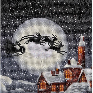 Santa&#39;s Sleigh Chrismtas Diamond Art Kit | Leisure Arts Holiday Edition | Full Drill
