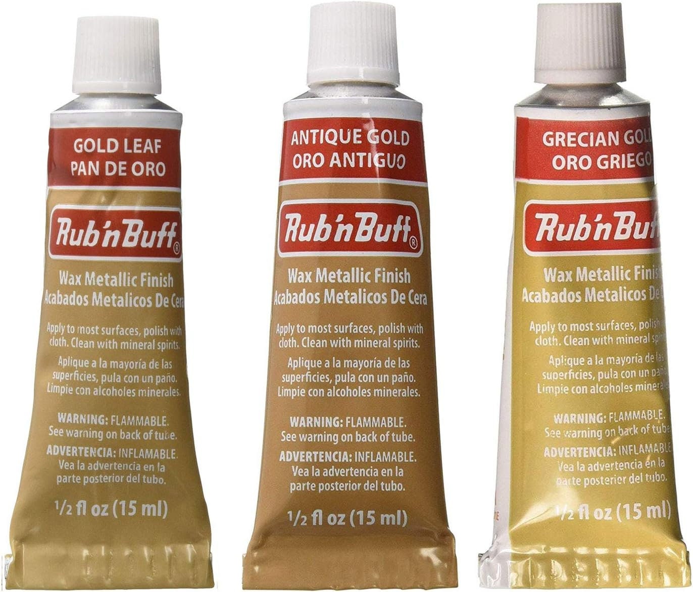 Rub n Buff Wax Metallic Gold Leaf, Rub and Buff Finish, 0.5-Fluid Ounce,  Pixiss Blending and Application Tools for Applying Gold Leaf Paint 