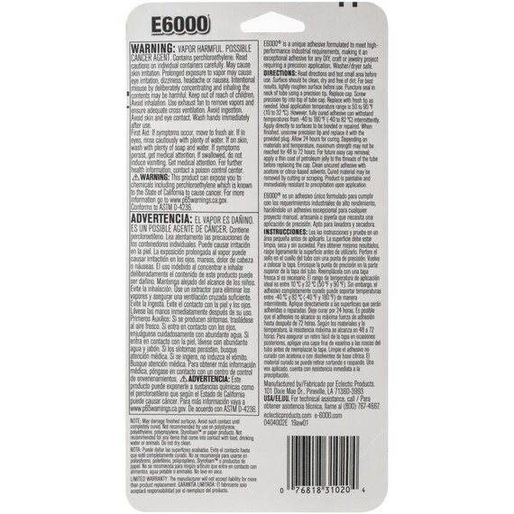 Eclectic E-6000 Adhesive, E6000 Precision Tip Adhesive, 1 oz. 