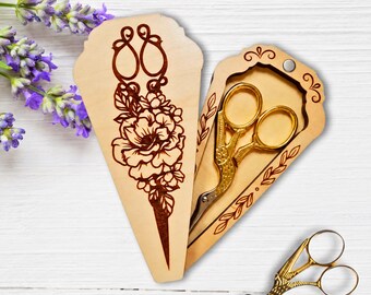 Wooden Embroidery Scissor Case: Handmade Sewing Scissors Storage Box