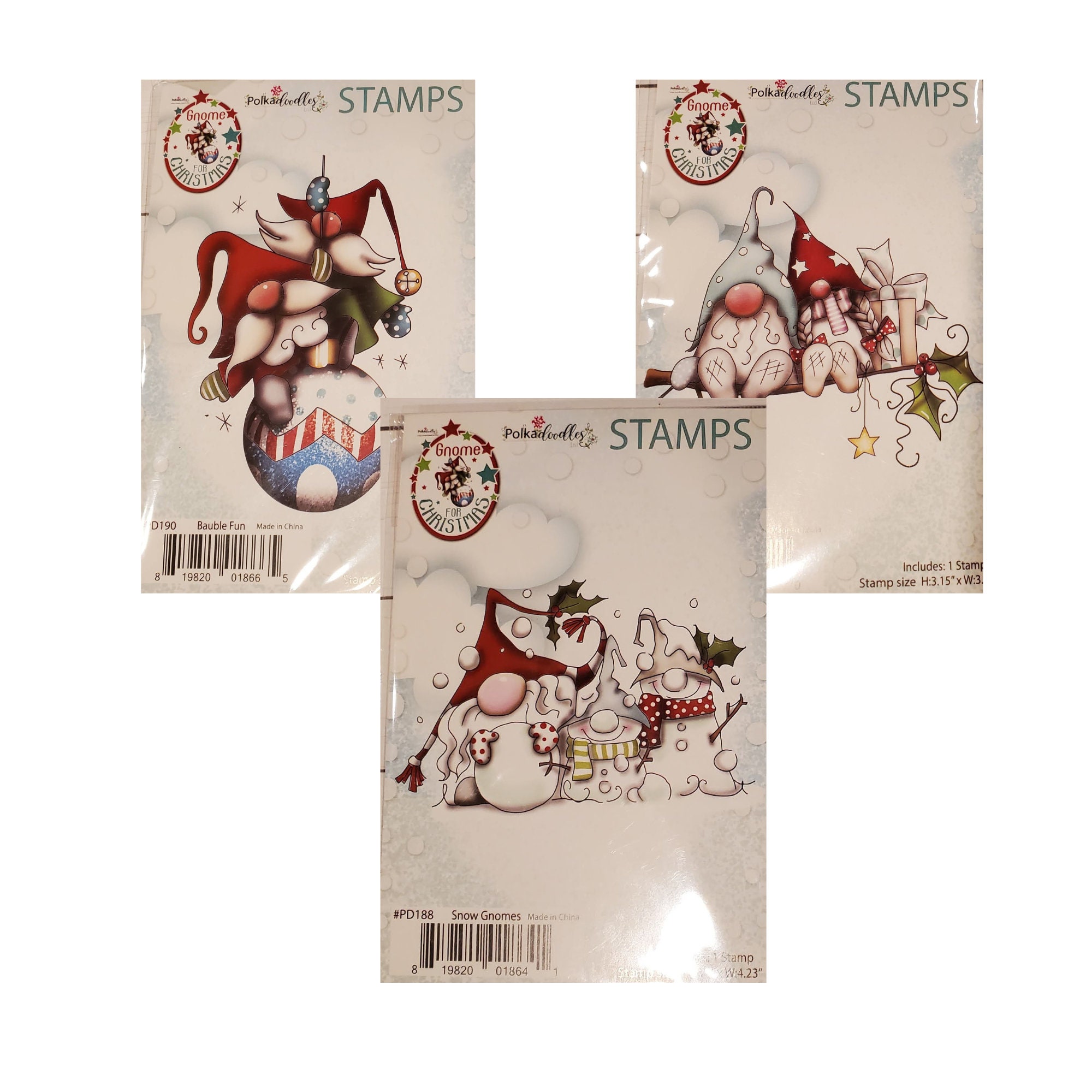 Gnome for Christmas Rubber Stamp Holiday Collection | Christmas Gnome Stamps | Holiday Scrapbooking | Christmas Cards