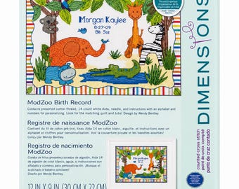 ModZoo Birth Record Counted Cross Stitch Kit by Dimensions (14 Count)