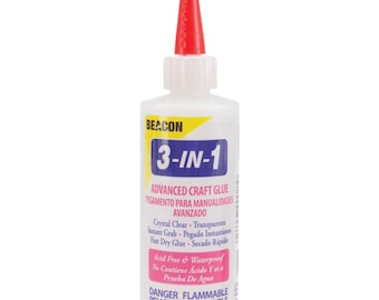 Beacon 3-in-1 Advanced Craft Glue - Fast-Drying, Crystal Clear Adhesive for Wood, Ceramics, Fabrics, and More, 8-Ounce, 3-Pack