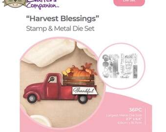 Crafter's Companion "Harvest Blessings" Stamp & Metal Die Set: DIY Card Making Supplies