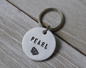 Hand Stamped Pet ID Tag: Custom Butterfly Dog Tag