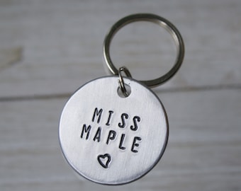 Hand Stamped Pet ID Tag: Custom Dog & Cat Collar Tag