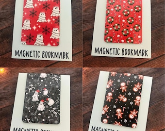 Spooky Christmas magnetic bookmarks, Ghost Holiday bookmarks, Book stocking stuffers, holiday gift for book club