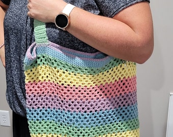Rainbow Mesh Crochet Market Bag