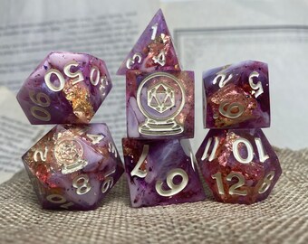 Just a Lady - JUMBO [REX] Handmade Polyhedral Sharp Edge Dice Set for DnD, D&D, Dungeons and Dragons, and other RPGs [Grade A]
