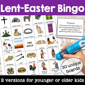 Lent Bingo Game - Ash Wednesday, Holy Week, Easter Activity | Religious Education | Stations of the Cross |  Palm Sunday | Printable