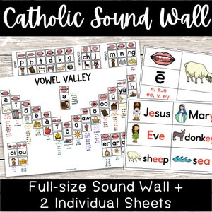 Catholic Science of Reading Sound Wall with Individual Pages | SOR-aligned | UFLI-aligned | Vowel Valley | Consonants | Classroom Decor