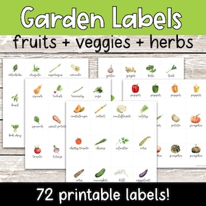 Garden Labels: Vegetable and Fruits | Printable Seed Tags | DIY Seed Labels | Homestead | Gardening | Tomatoes