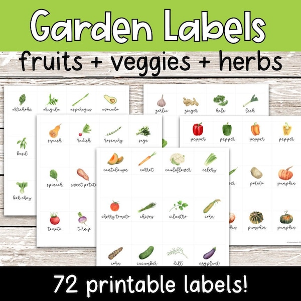 Garden Labels: Vegetable and Fruits | Printable Seed Tags | DIY Seed Labels | Homestead | Gardening | Tomatoes