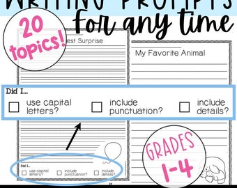Journal Writing Prompts - back to school, homeschool, morning work, literacy, creative writing, editing checklist, journaling