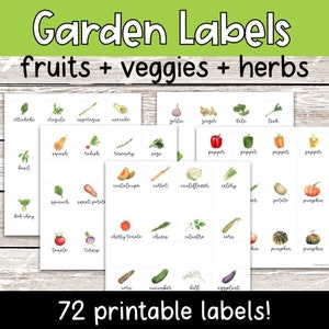 Etiquetas para el jardín: Verduras y frutas / Etiquetas imprimibles para semillas / Etiquetas para semillas DIY / Granja / Jardinería / Tomates