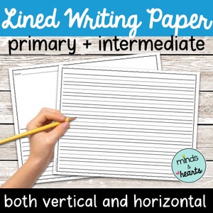 Lined Writing Paper | Vertical & Horizontal | Preschool, Primary, Intermediate | Handwriting Practice | Creative Writing | Printable
