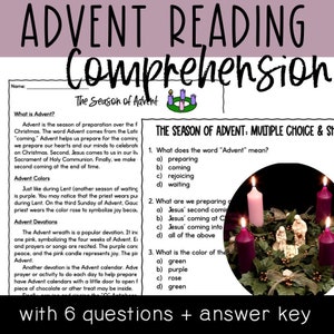 Advent Reading Comprehension Article and Questions - Catholic Christmas Activity - Close Reading - Homeschool - Liturgical Year - Religion