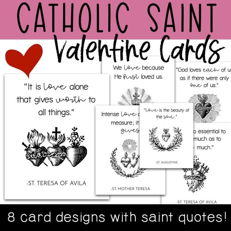 Printable Catholic Valentine Cards Valentine s Day Etsy