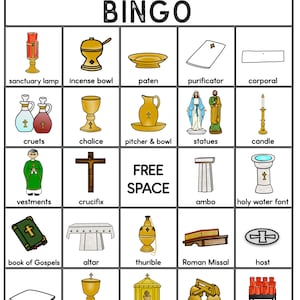 Catholic Mass Bingo Religious Education Game Church Objects First Communion Faith Formation image 3