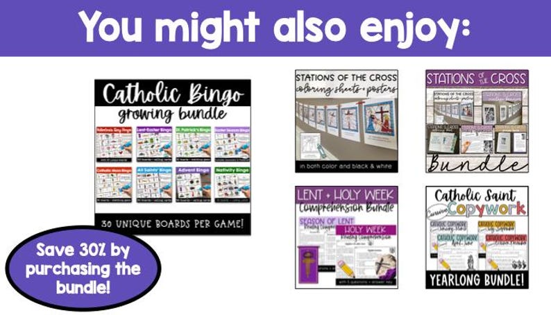 Lent Bingo Game - Ash Wednesday, Holy Week, Easter Activity | Religious Education | Stations of the Cross | Palm Sunday | Printable image 13