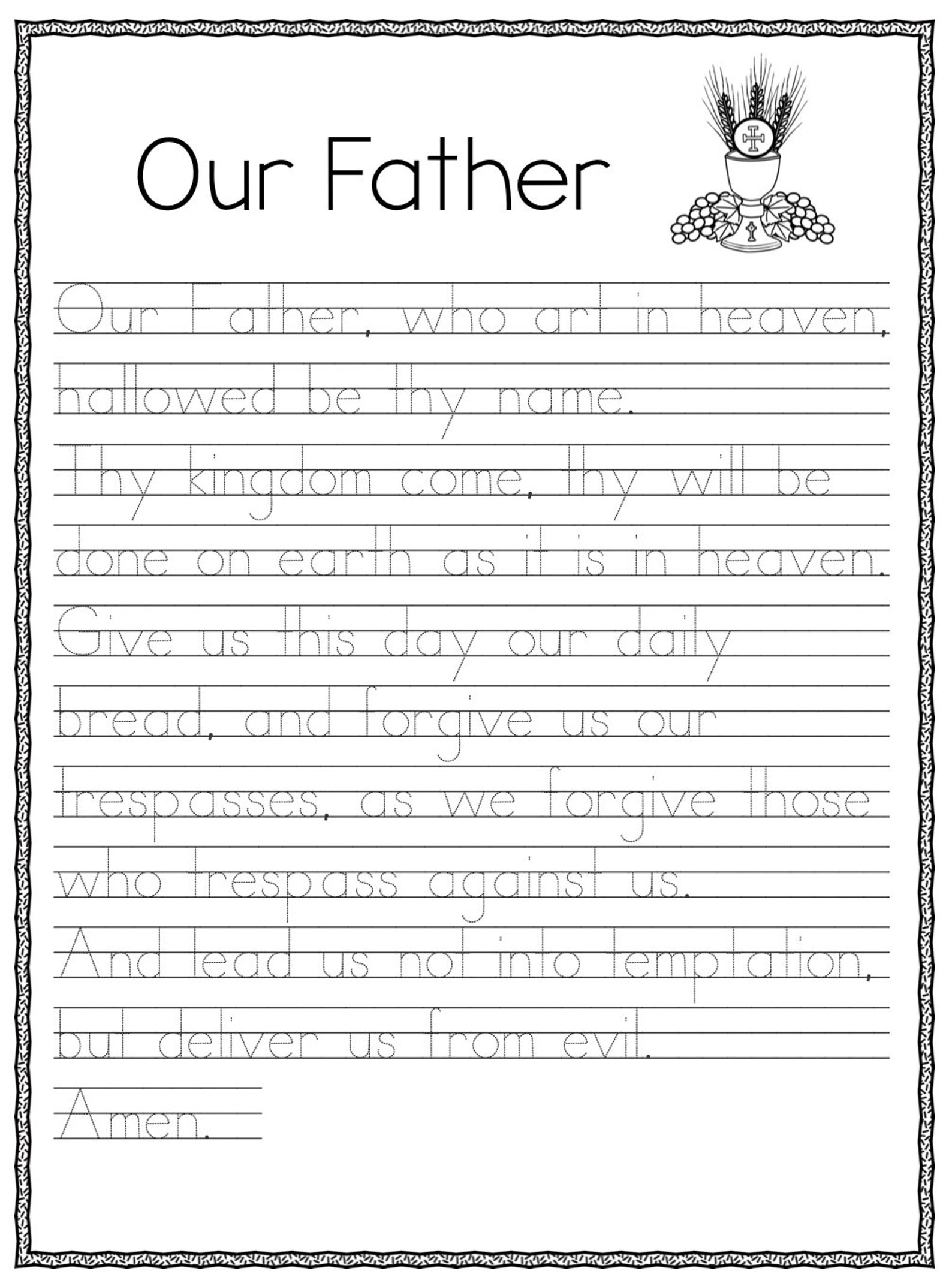 Catholic Prayers Tracing Book Manuscript Handwriting Our Etsy