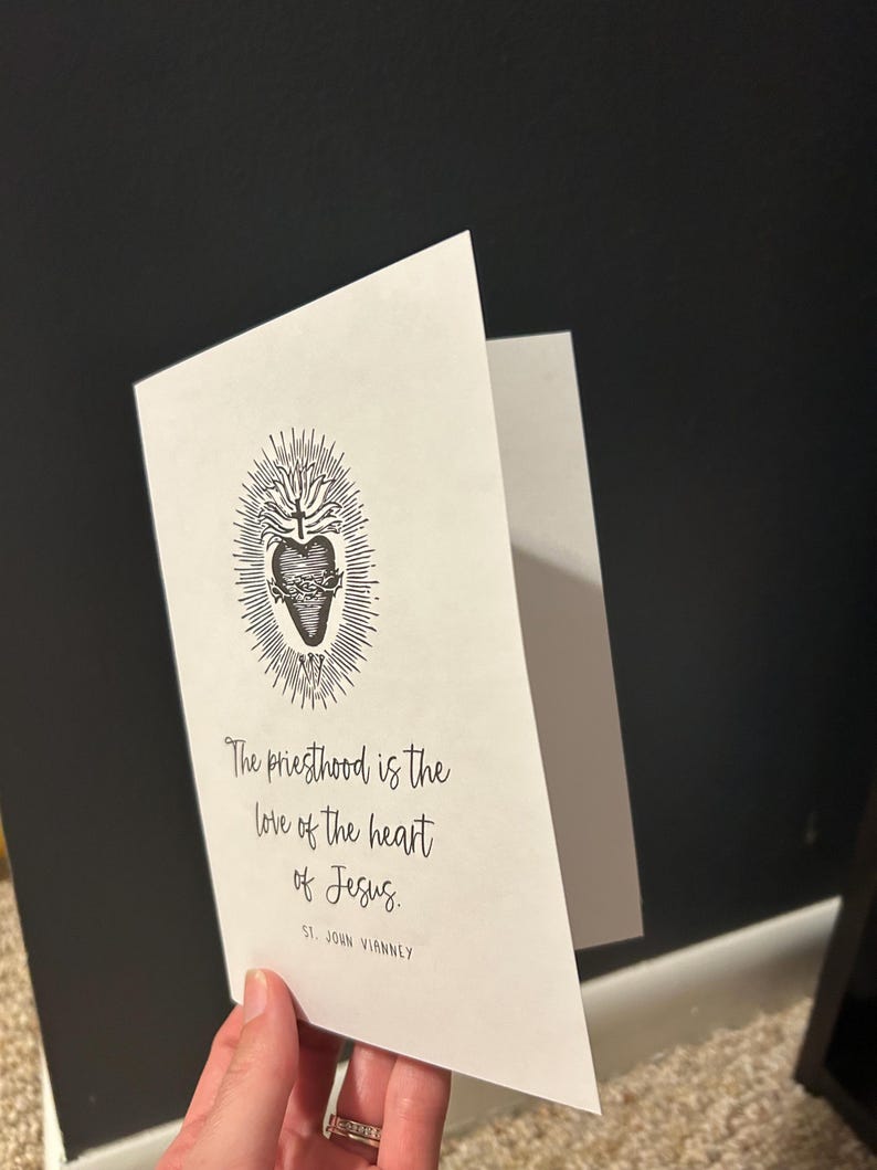 Heart of Jesus | Catholic Priest Christmas or Ordination Gift | Greeting Card | St. John Vianney | Sacred Heart | Digital Download image 3