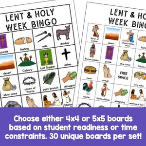 Lent Bingo Game - Ash Wednesday, Holy Week, Easter Activity | Religious Education | Stations of the Cross | Palm Sunday | Printable image 3
