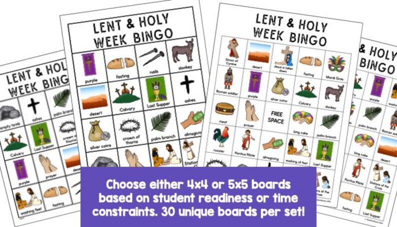 Lent Bingo Game - Ash Wednesday, Holy Week, Easter Activity | Religious Education | Stations of the Cross | Palm Sunday | Printable image 3