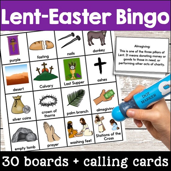 Lent Bingo Game - Ash Wednesday, Holy Week, Easter Activity | Religious Education | Stations of the Cross |  Palm Sunday | Printable