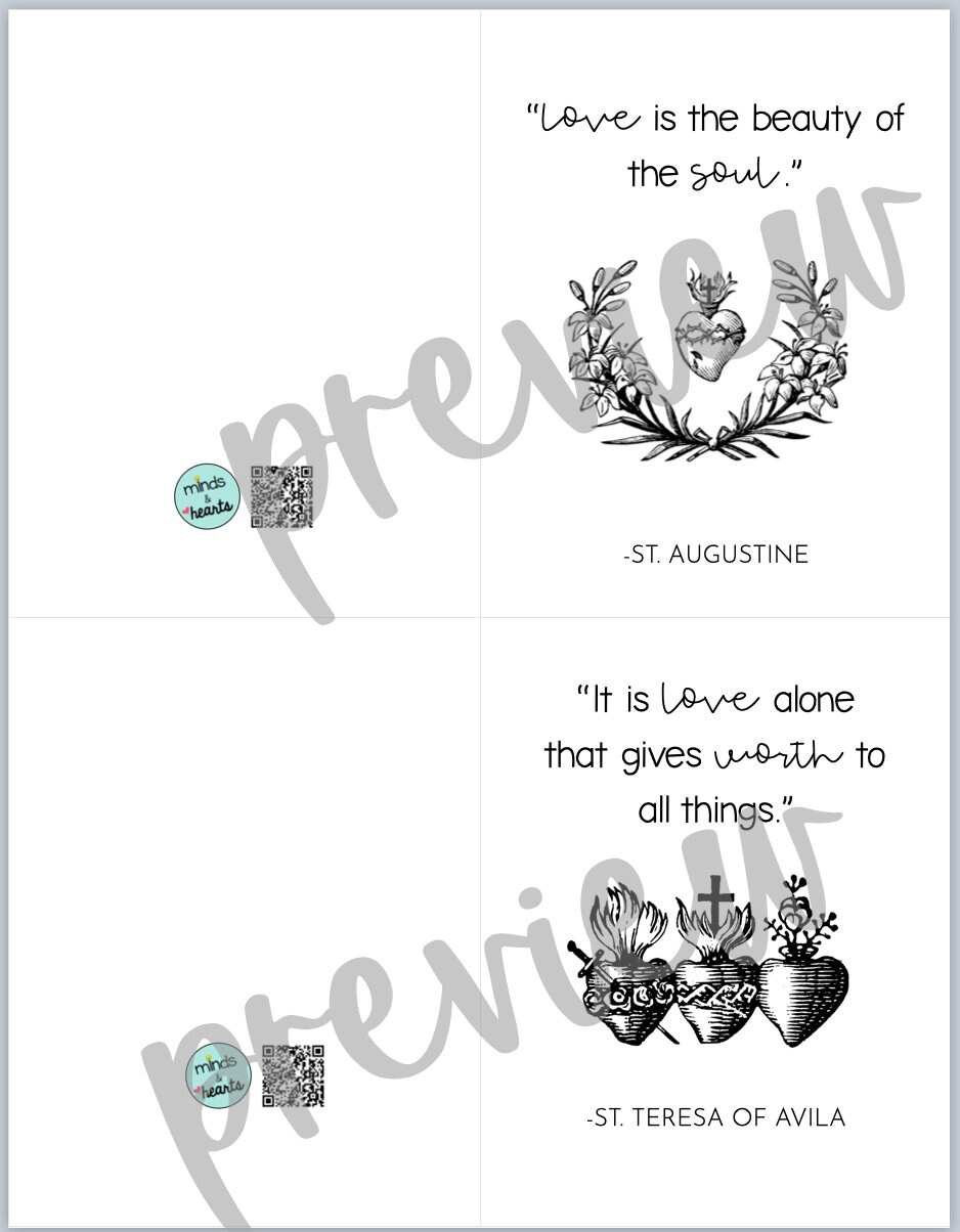 Printable Catholic Valentine Cards Valentine s Day Etsy