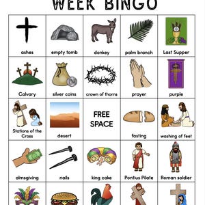 Lent Bingo Game - Ash Wednesday, Holy Week, Easter Activity | Religious Education | Stations of the Cross | Palm Sunday | Printable image 5